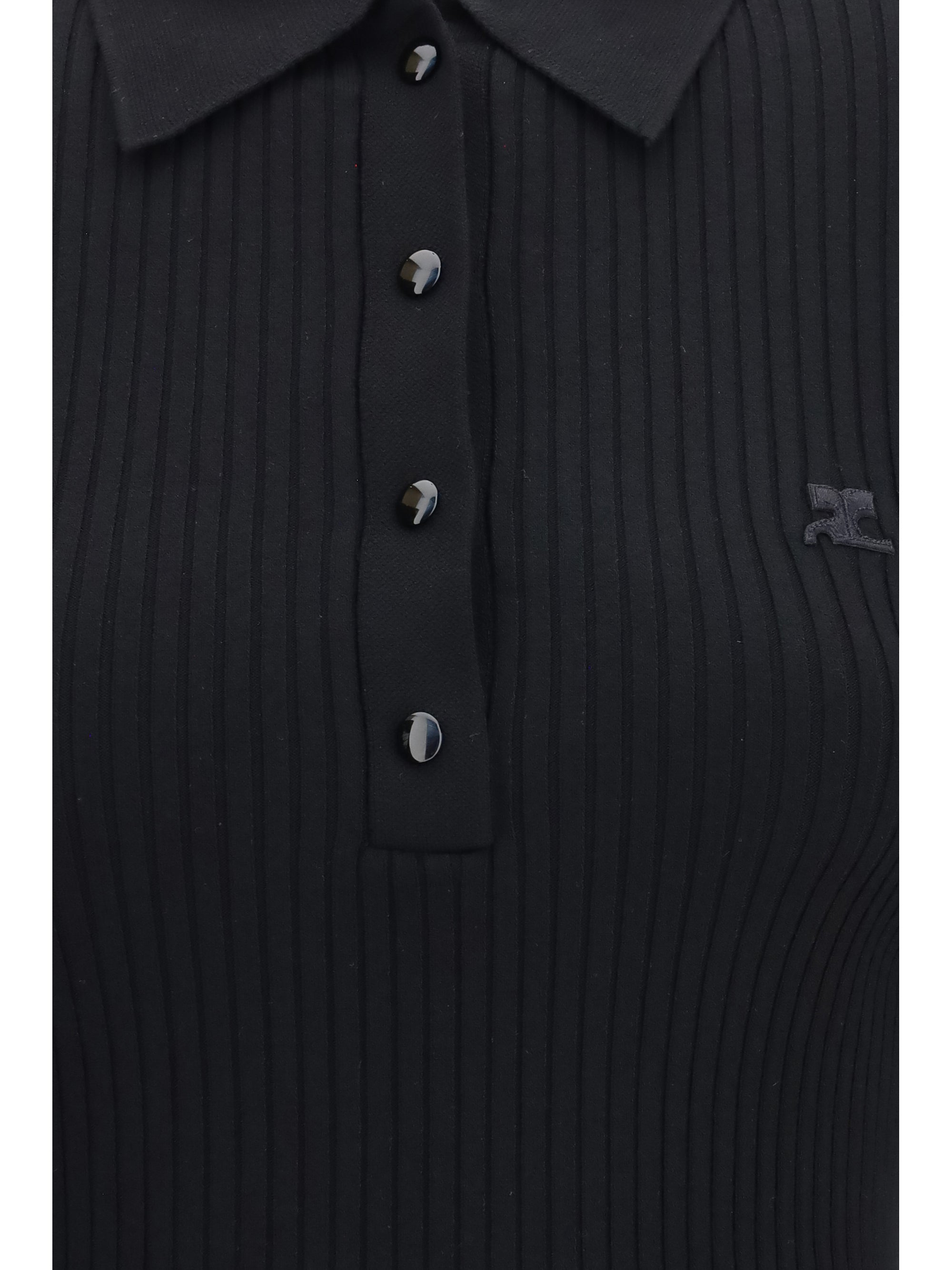 ribbed knit polo shirt