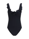 one-piece swimsuit with floral details
