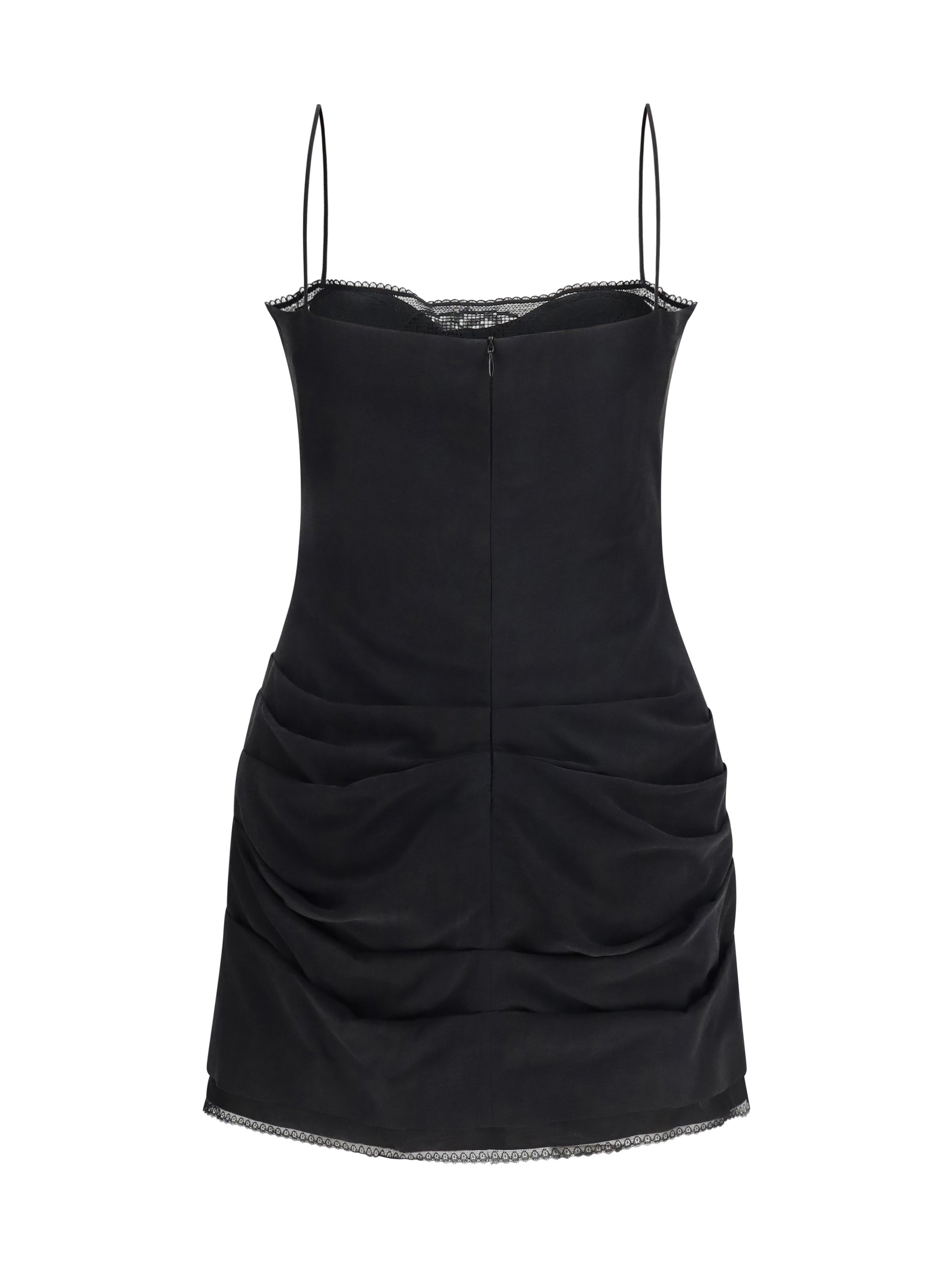 corset dress with lace neckline