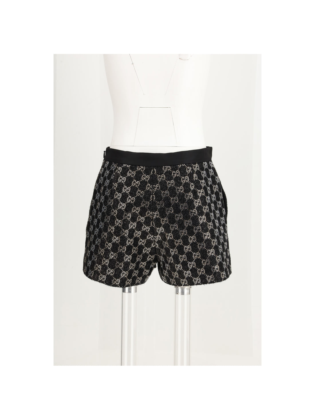 GUCCI 42 tweed wool lamé embroidered shorts