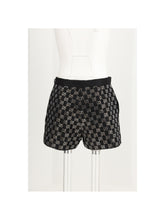 GUCCI 42 tweed wool lamé embroidered shorts