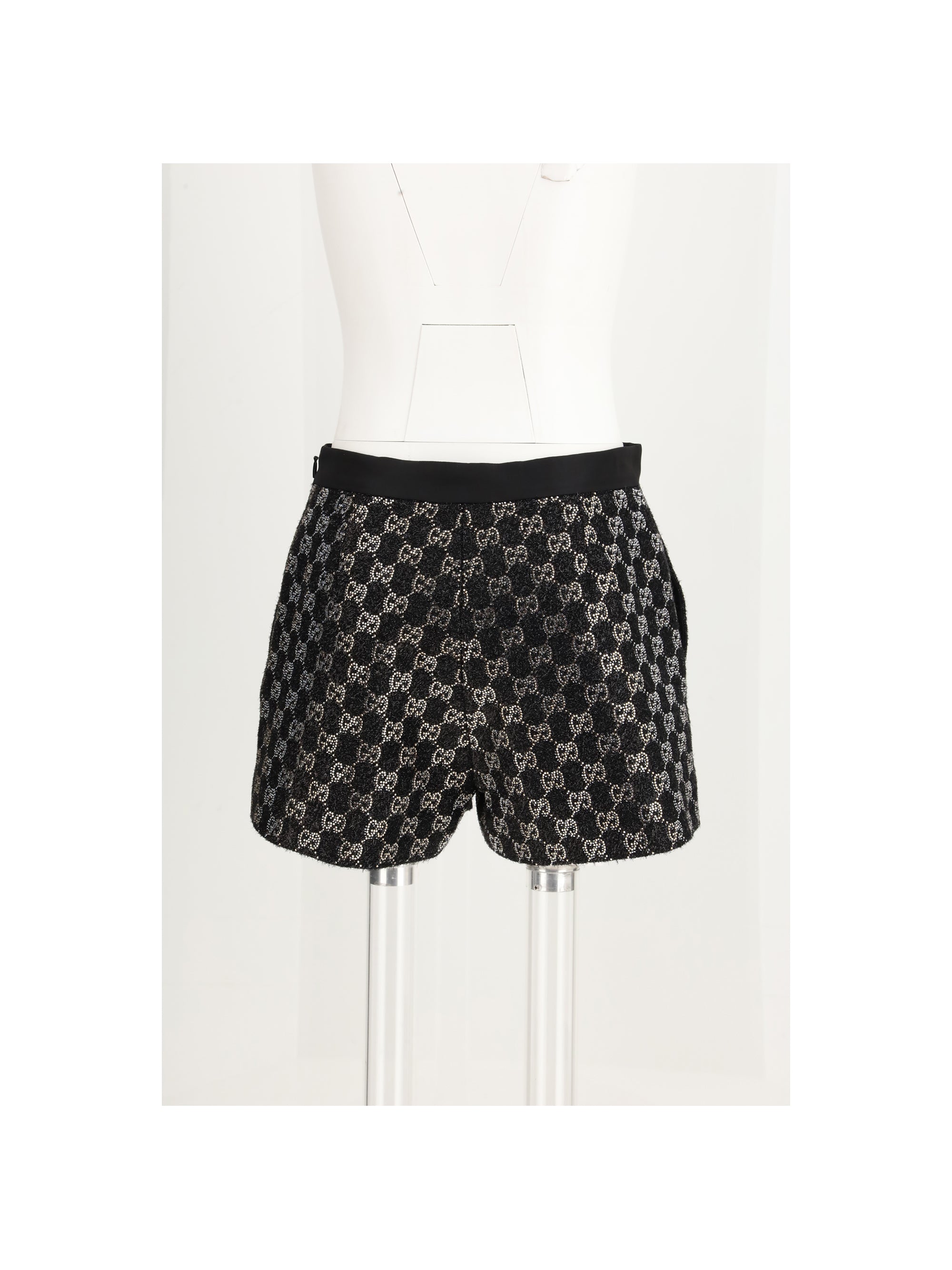 GUCCI 42 tweed wool lamé embroidered shorts