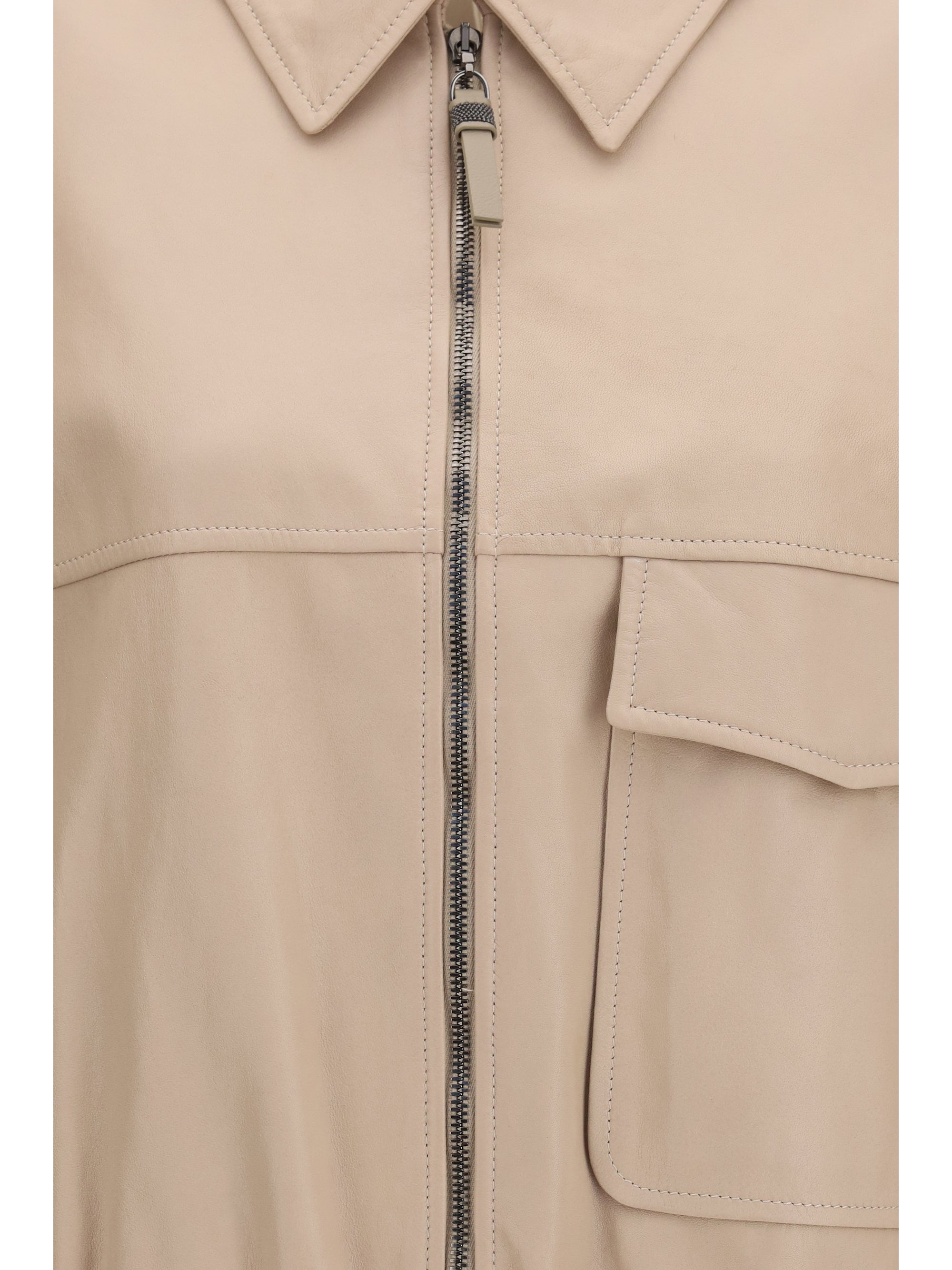 glossy nappa jacket with monili