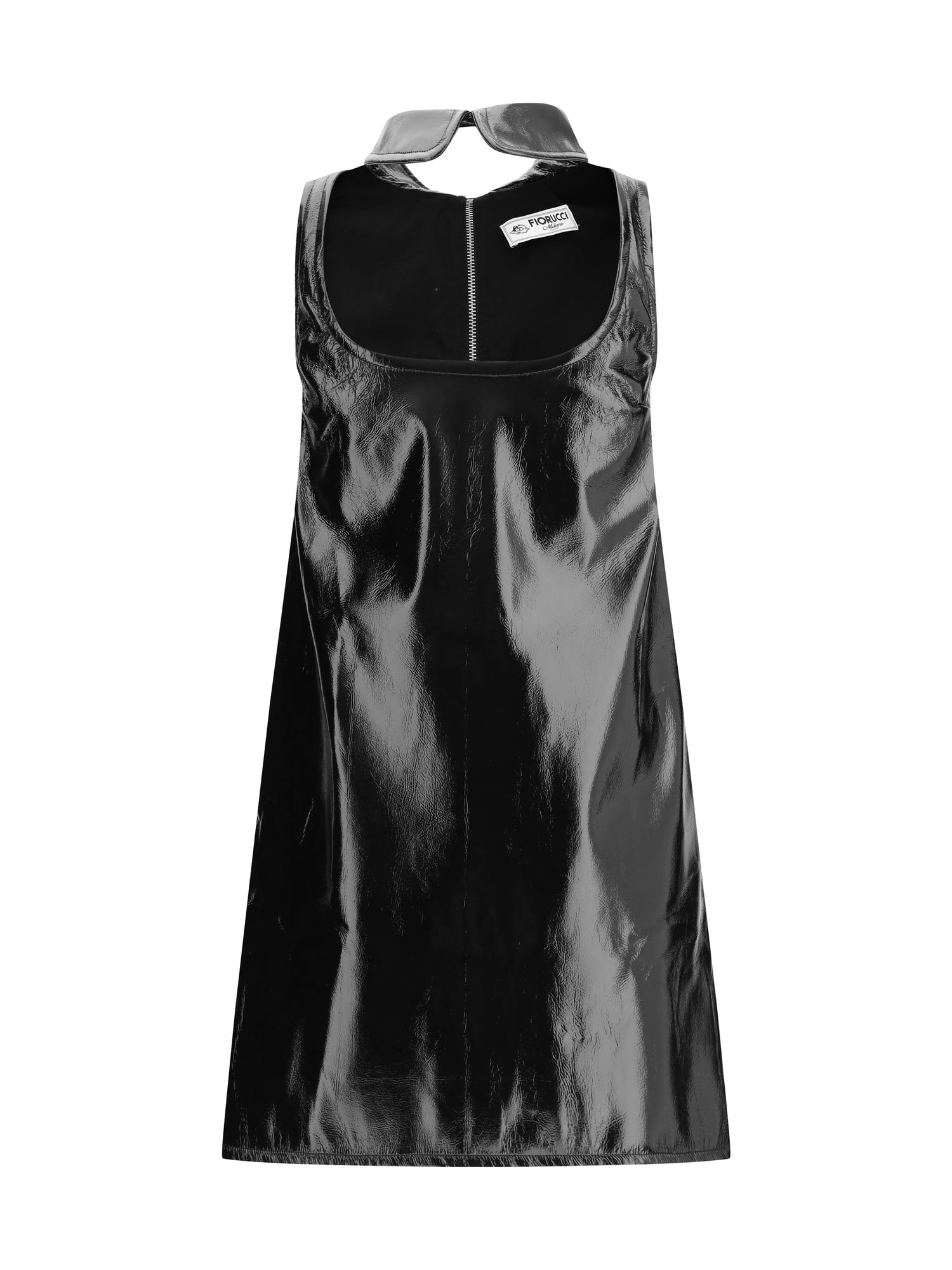FIORUCCI 38 collar cutout vinyl mini dress 