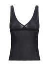 ribbed silk jersey lace-trim tank top