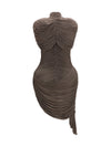 draped high-neck dress