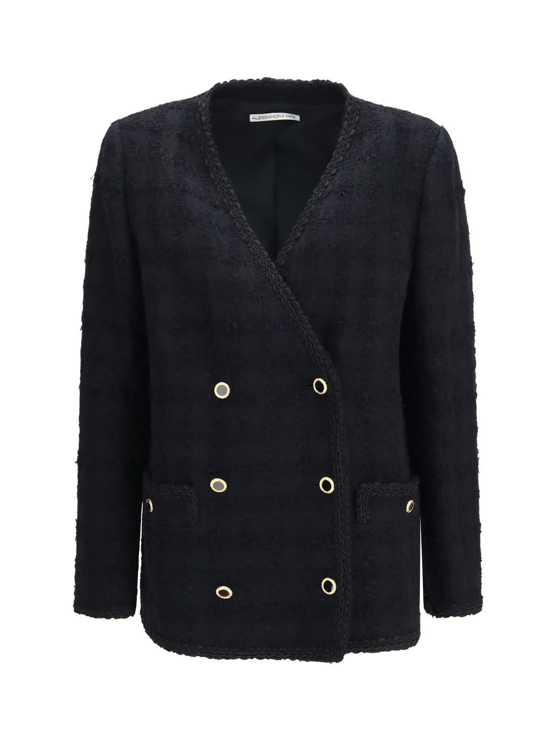ALESSANDRA RICH 38 double-breasted checked bouclé tweed jacket
