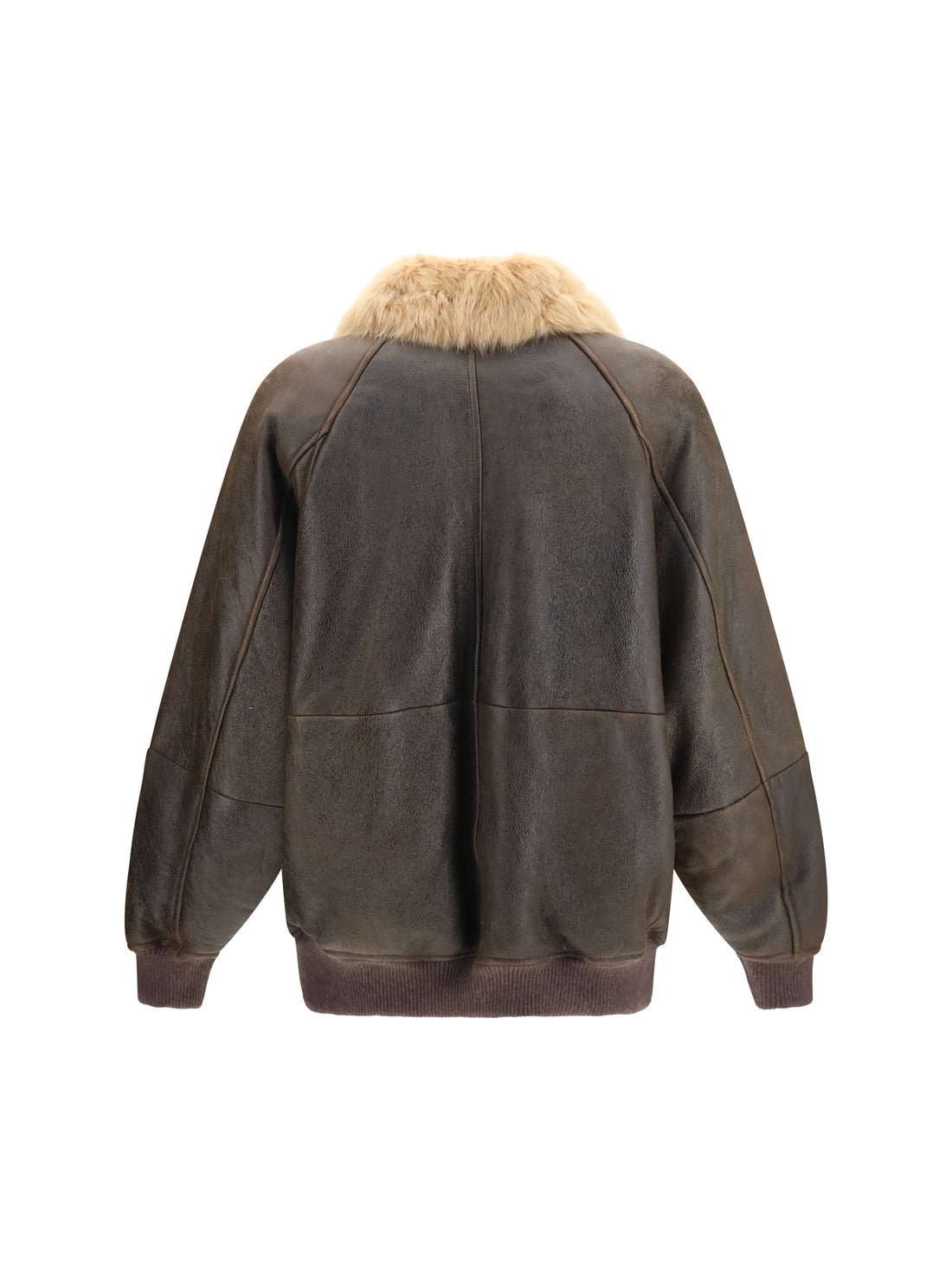 BRUNELLO CUCINELLI 40 vintage-effect shearling bomber with shiny zipper pull
