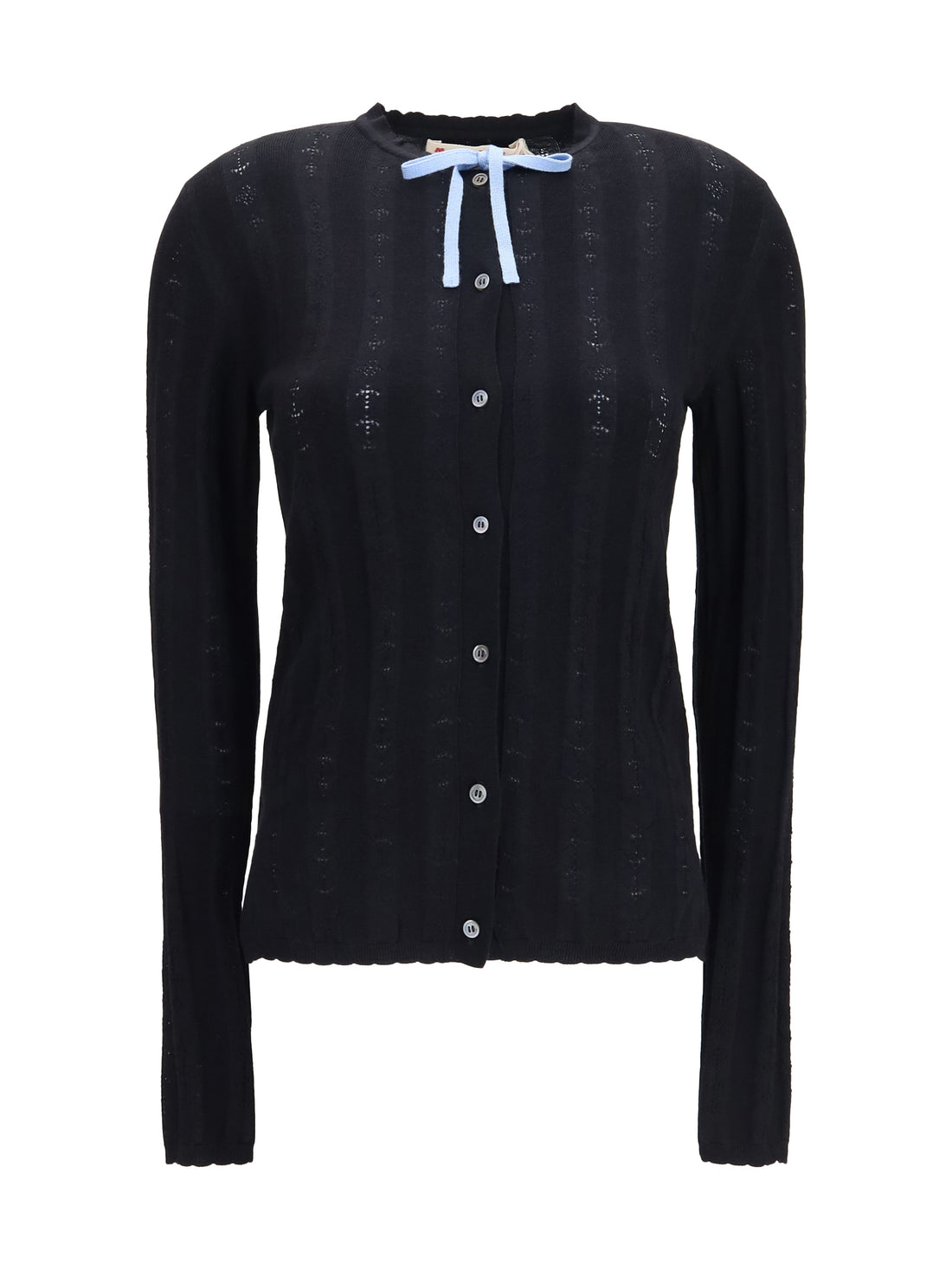 MARNI 42 wool and silk cardigan with bow