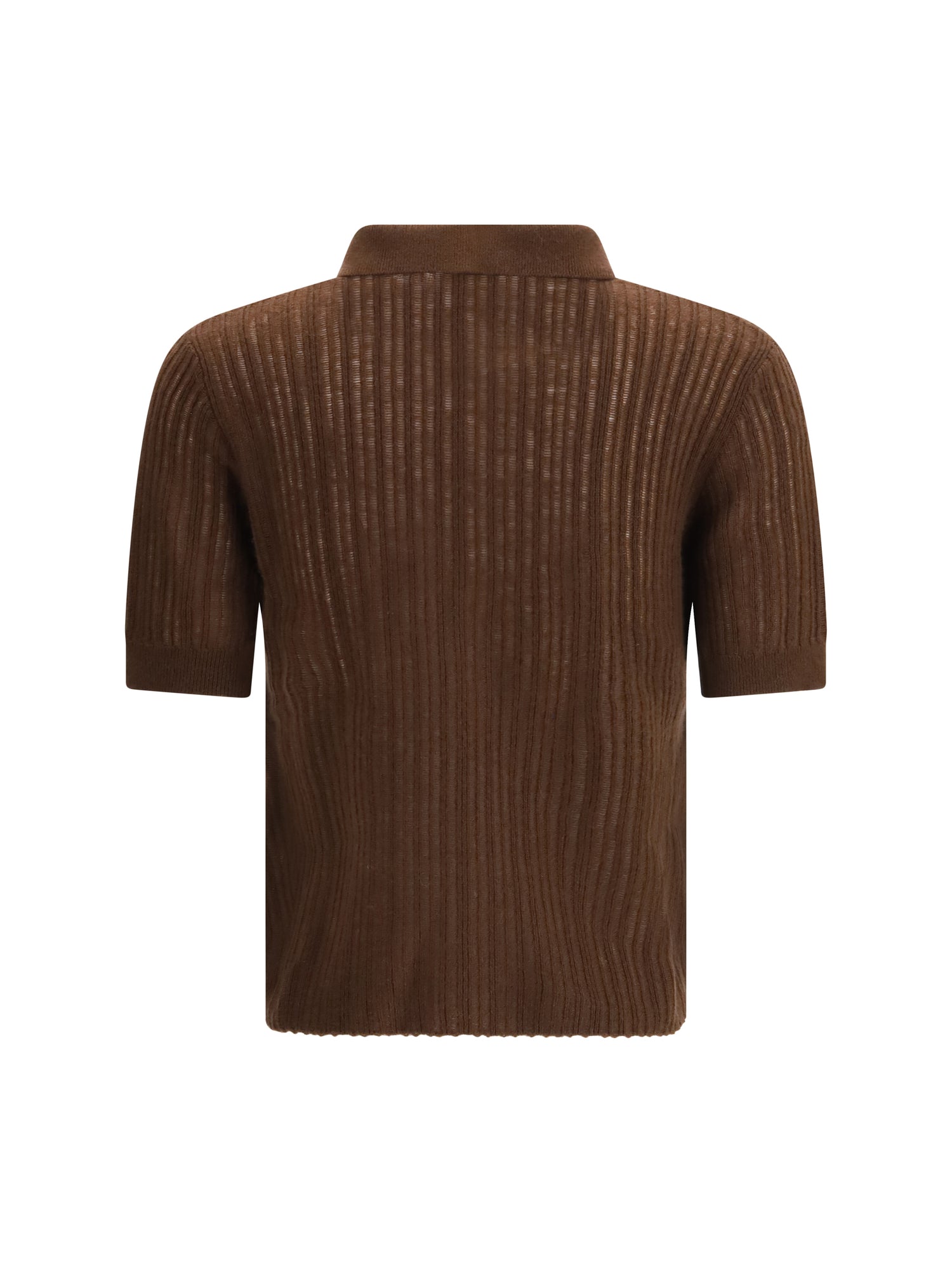 ALLUDE L polo-neck short-sleeve sweater