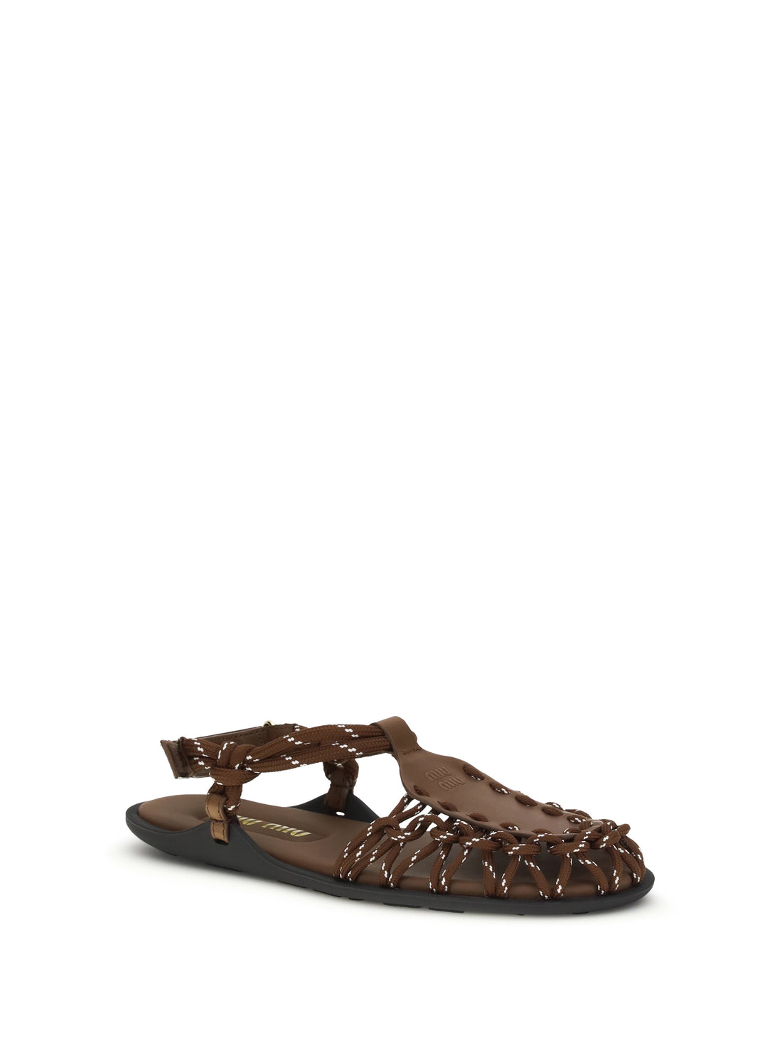 MIU MIU 37 rope and leather ruffle sandals