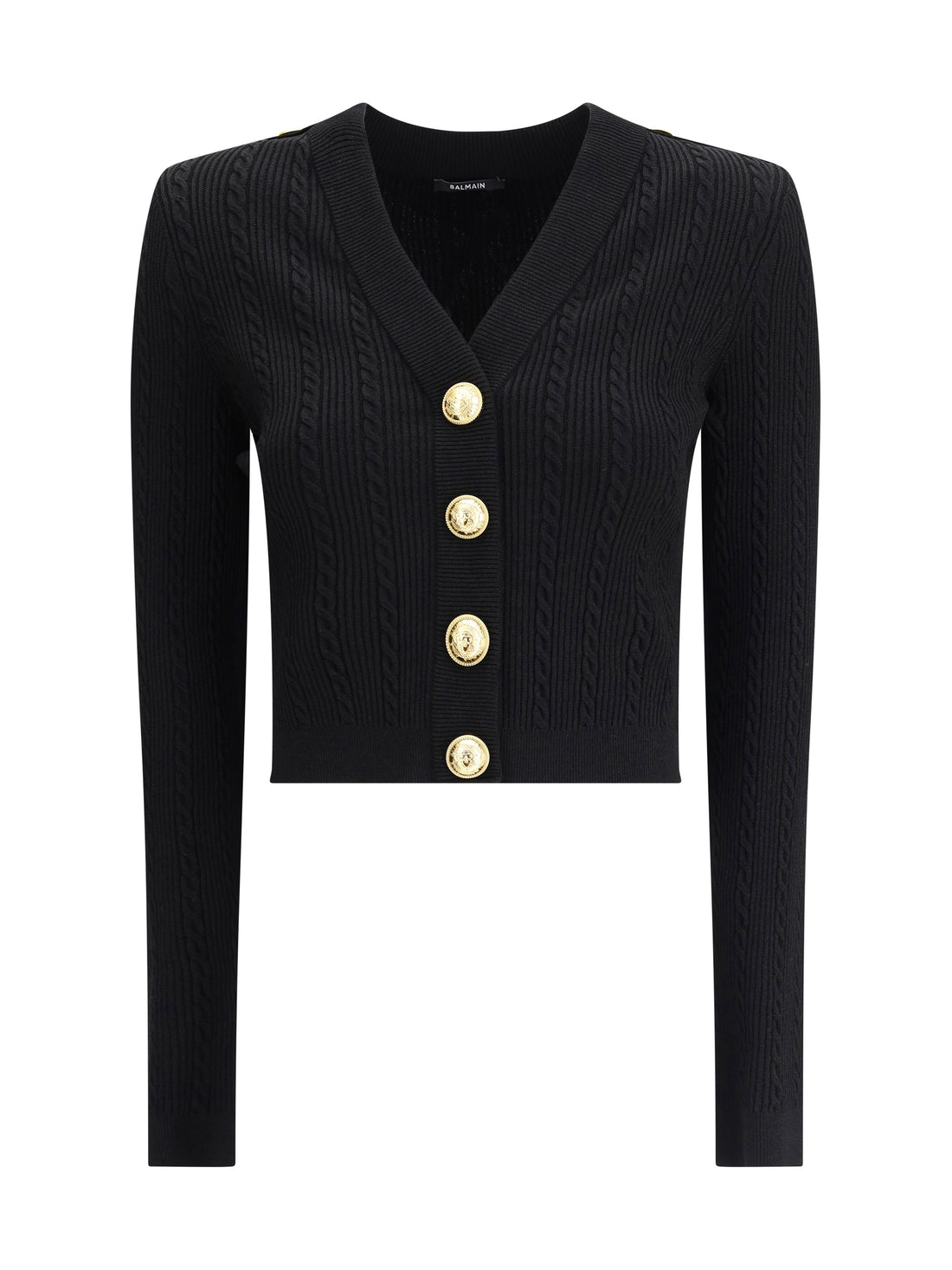 BALMAIN 36 ribbed and braided cardigan