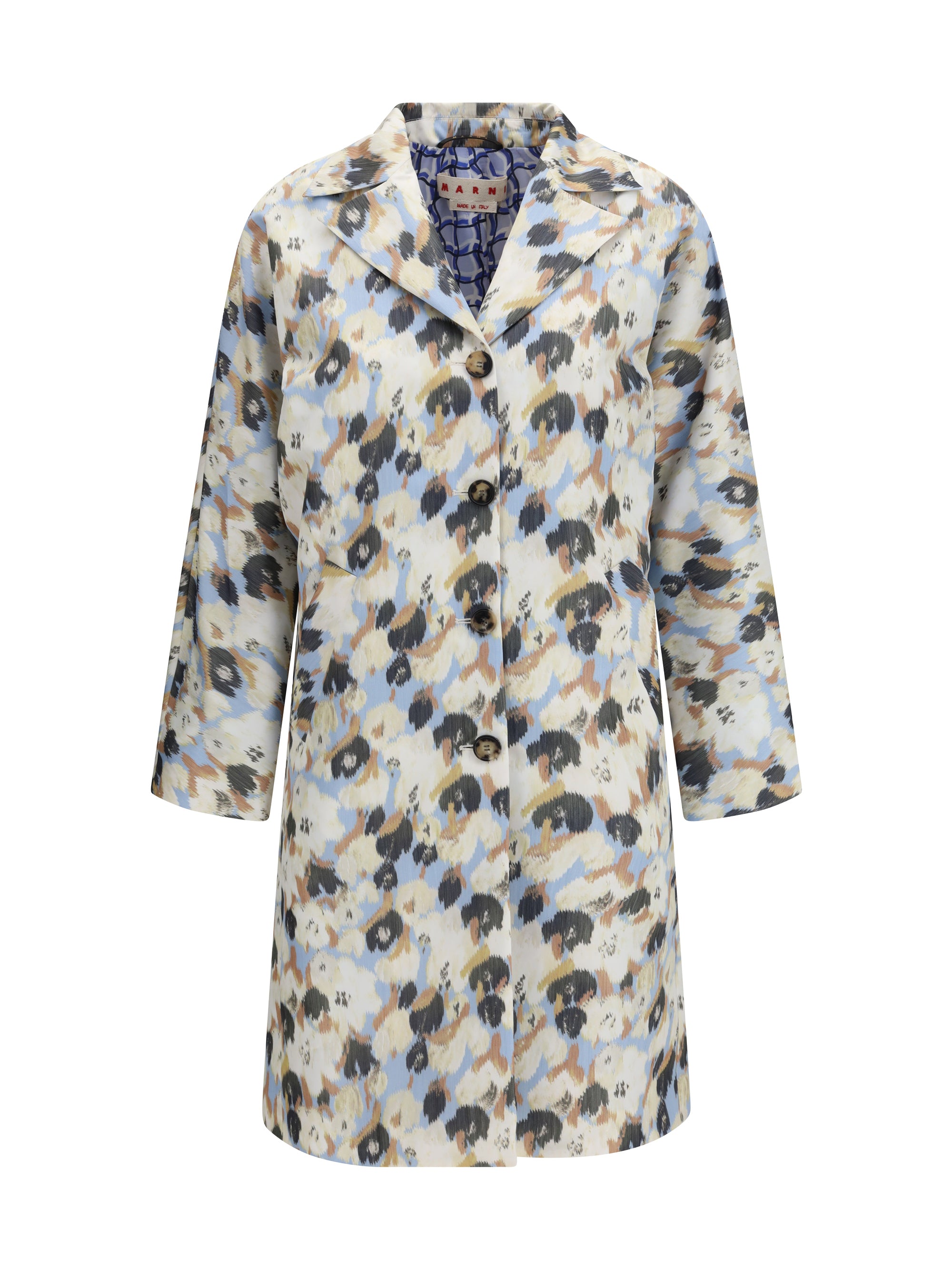 printed button parka coat