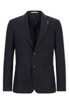 deconstructed single-breasted baron blazer in cool piqué wool