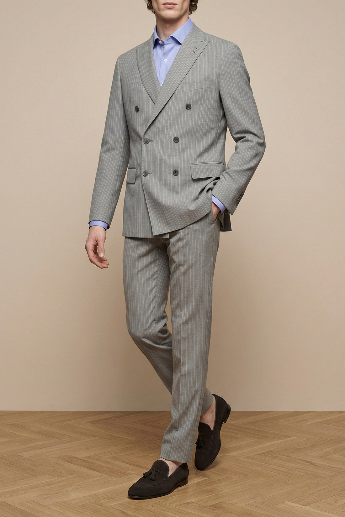 PAL ZILERI 48 lord pinstripe patterned wool blend suit
