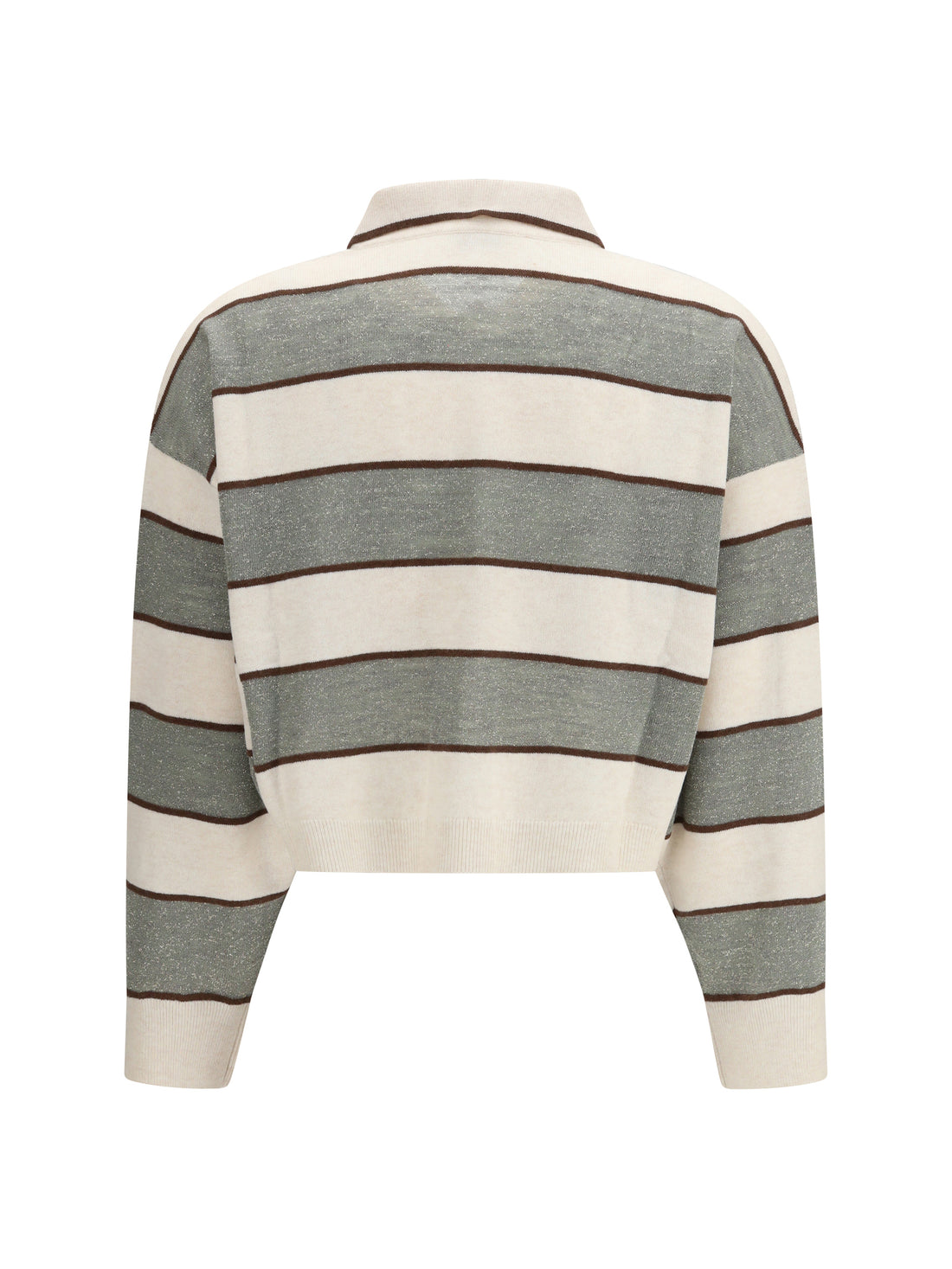 BRUNELLO CUCINELLI S  polo crop in sparkling stripes knit