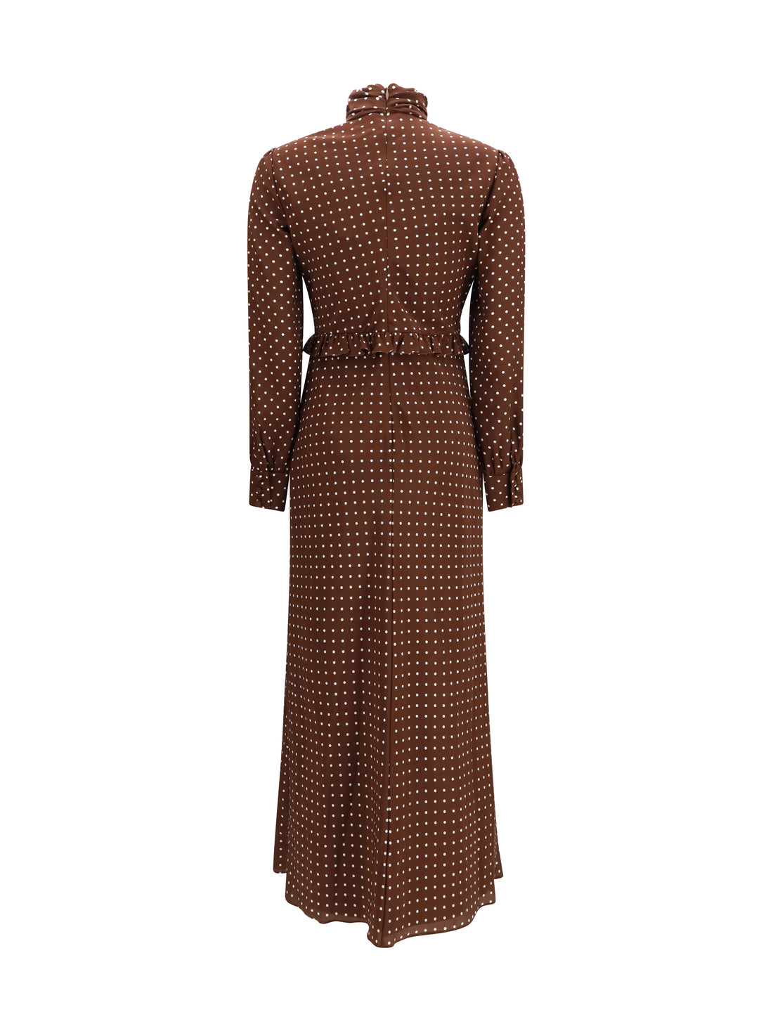 ALESSANDRA RICH 40 polka dot silk crêpe de chine midi dress with bow