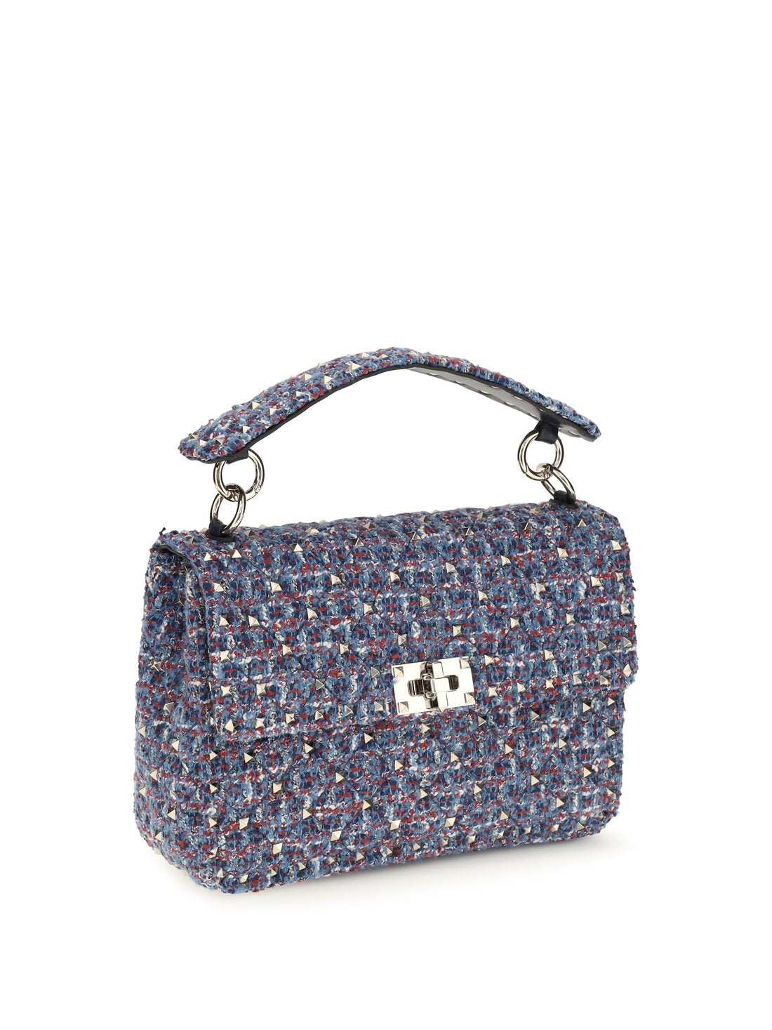 VALENTINO GARAVANI OS rockstud spike tweed handbag