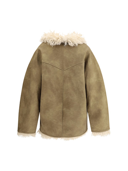 MARANT ETOILE 36 clea shearling-effect faux fur coat