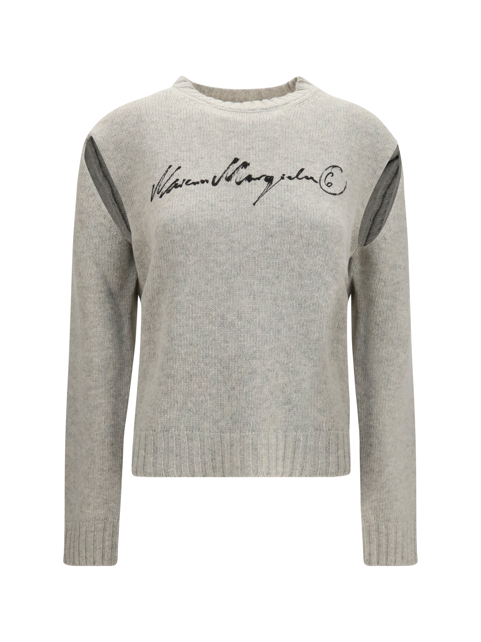 knitted sweater with logo lettering