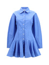 cotton shirt dress with balloon skirt