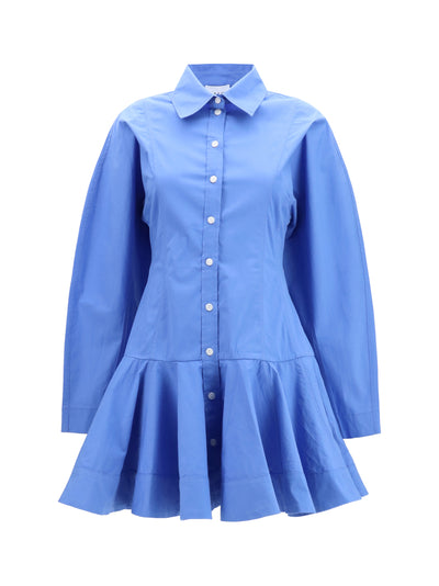 cotton shirt dress with balloon skirt