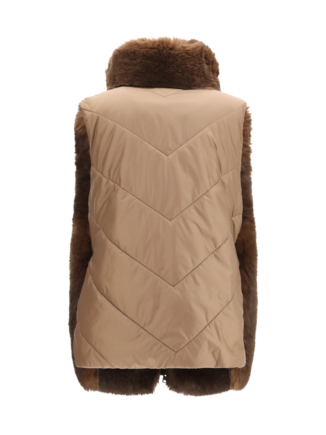 WOOLRICH L-XL hybrid faux-fur and quilted nylon vest