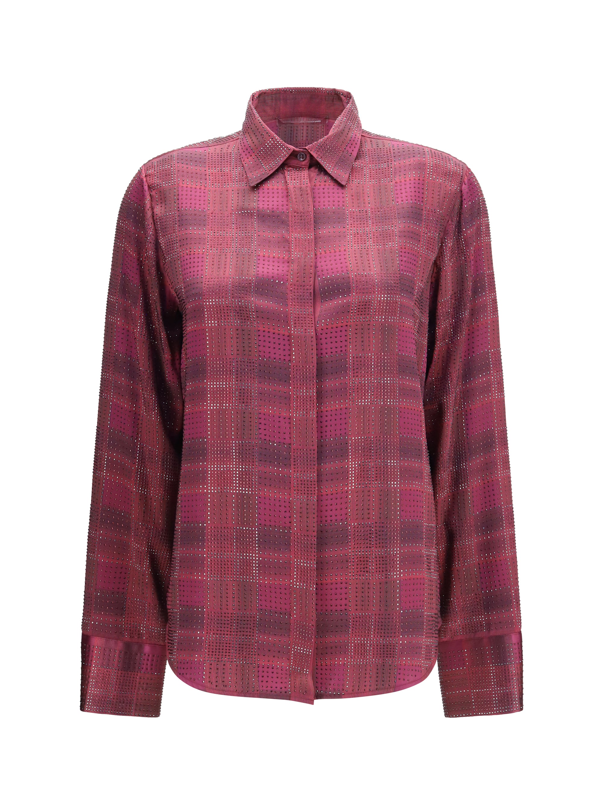 crystal check satin shirt