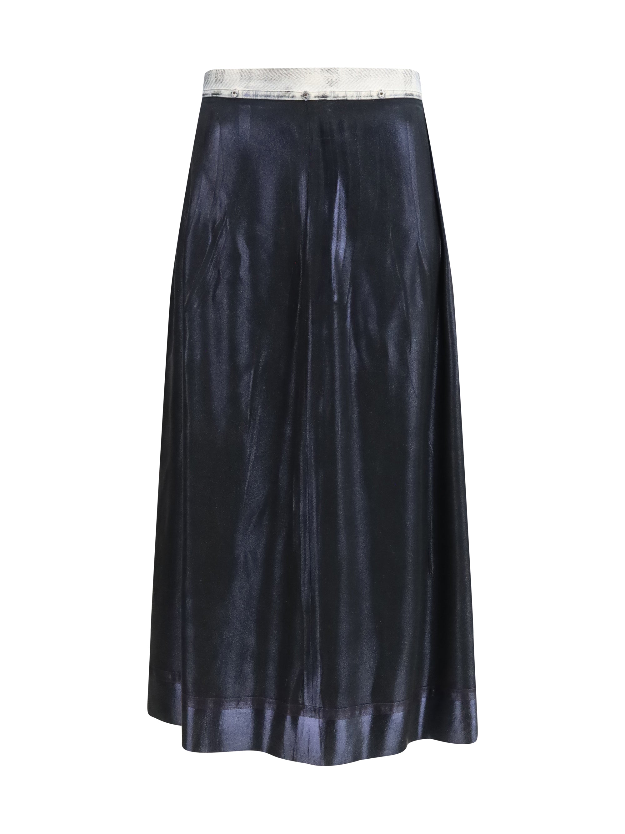 foil-treated midi skirt