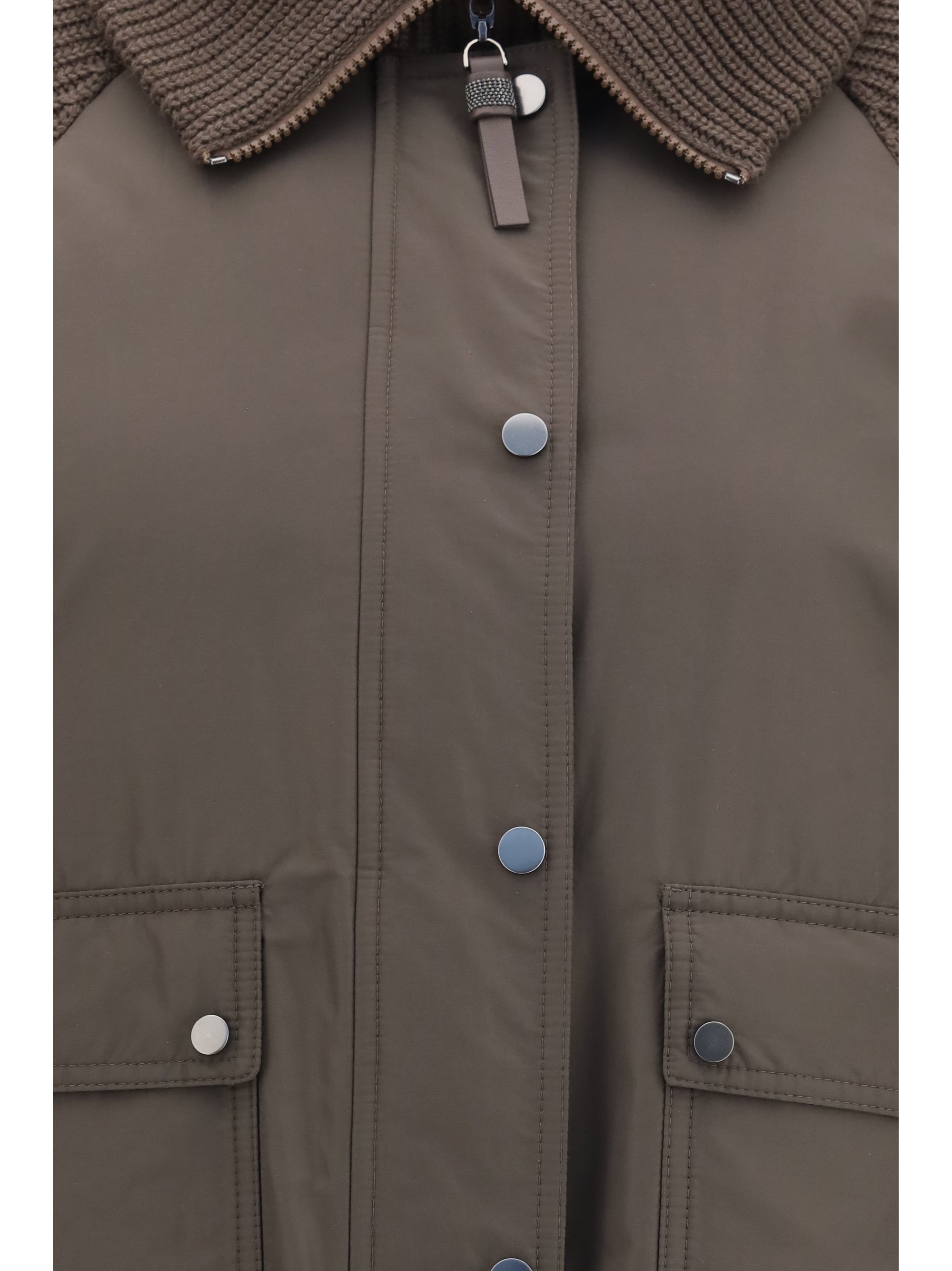 down jacket with wool sleeves