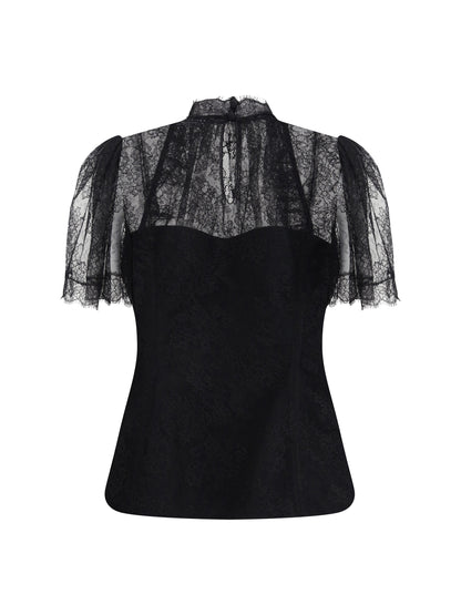 ALEXANDER MCQUEEN 42 floral lace top 