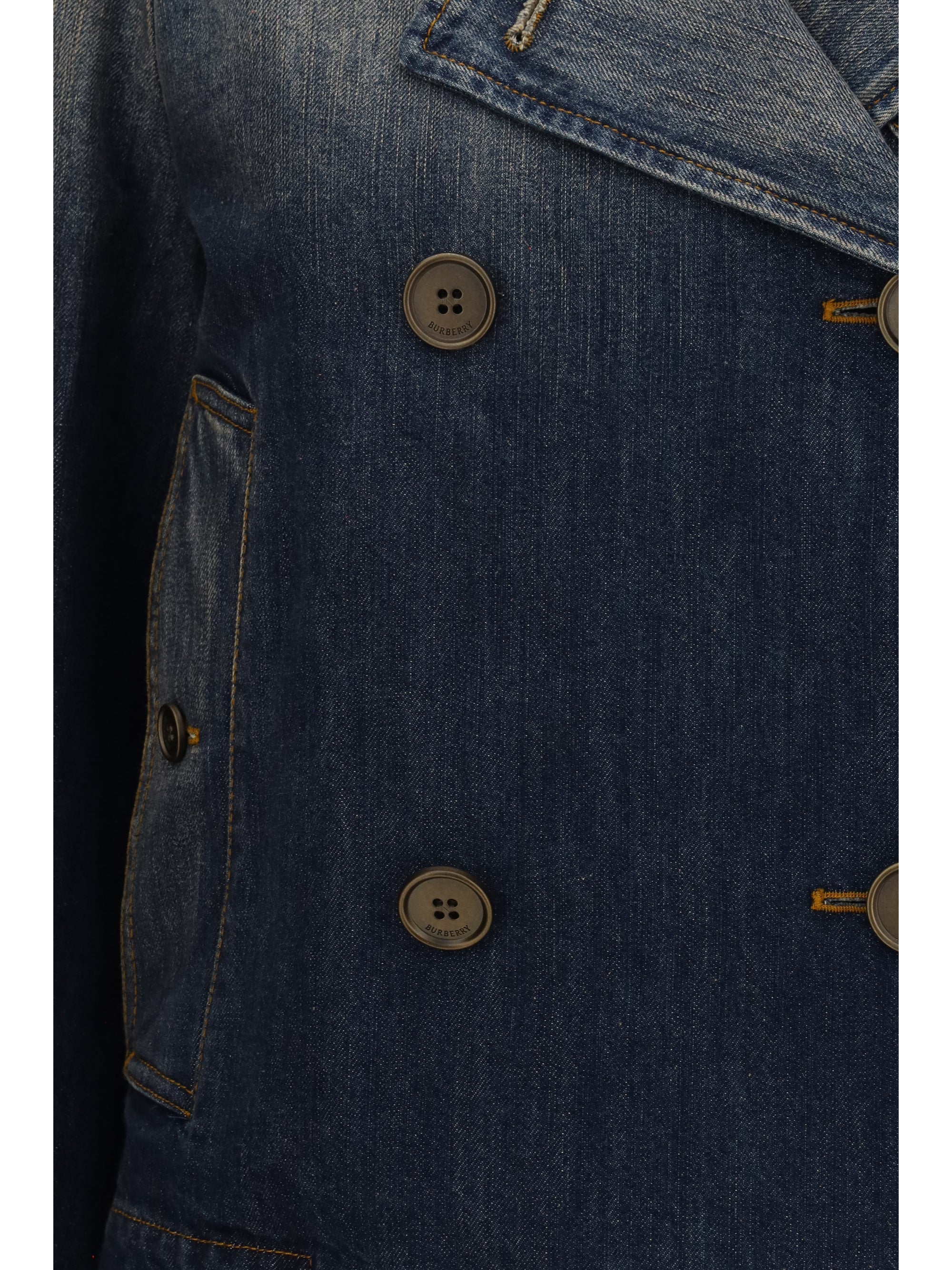 cropped double-breasted denim jacket