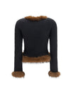 knit and faux fur cardigan