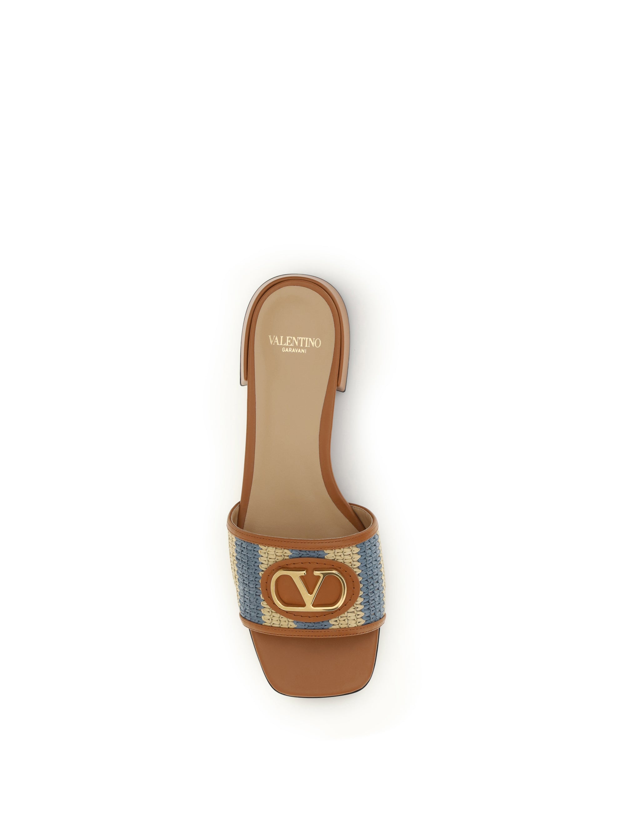 VALENTINO GARAVANI 36 vlogo signature raffia slide sandals 