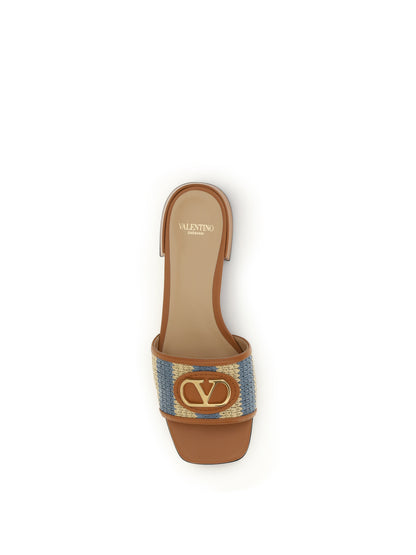 VALENTINO GARAVANI 36 vlogo signature raffia slide sandals 