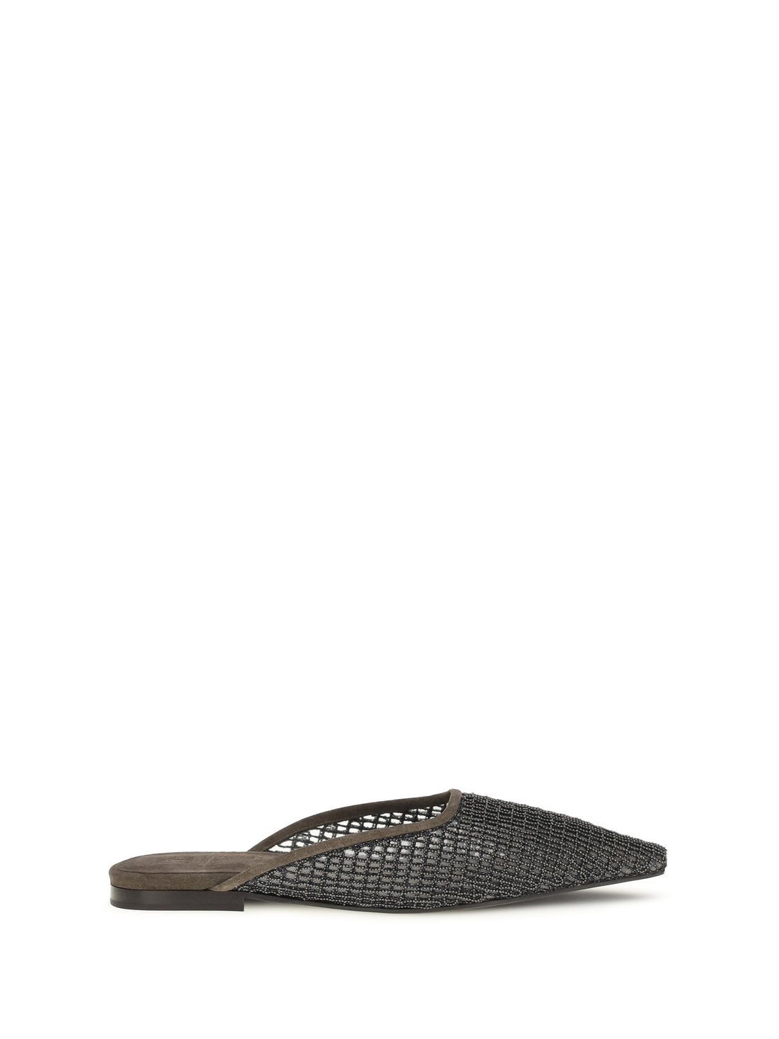 BRUNELLO CUCINELLI 36 suede ballerinas with embellished net embroidery