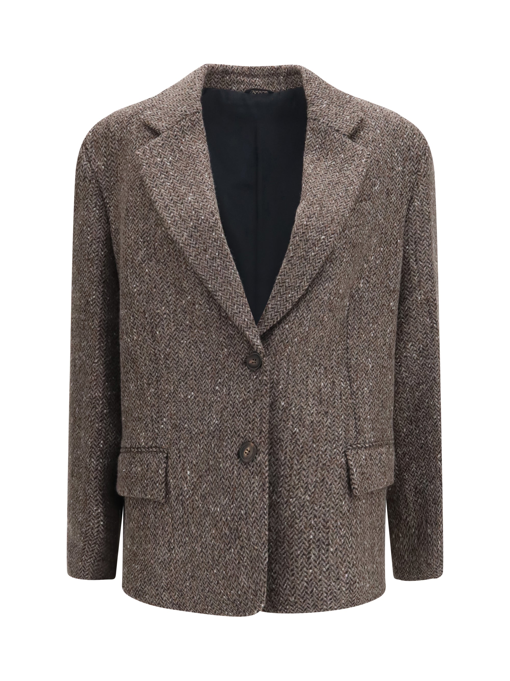 single-breasted virgin wool blend jacket