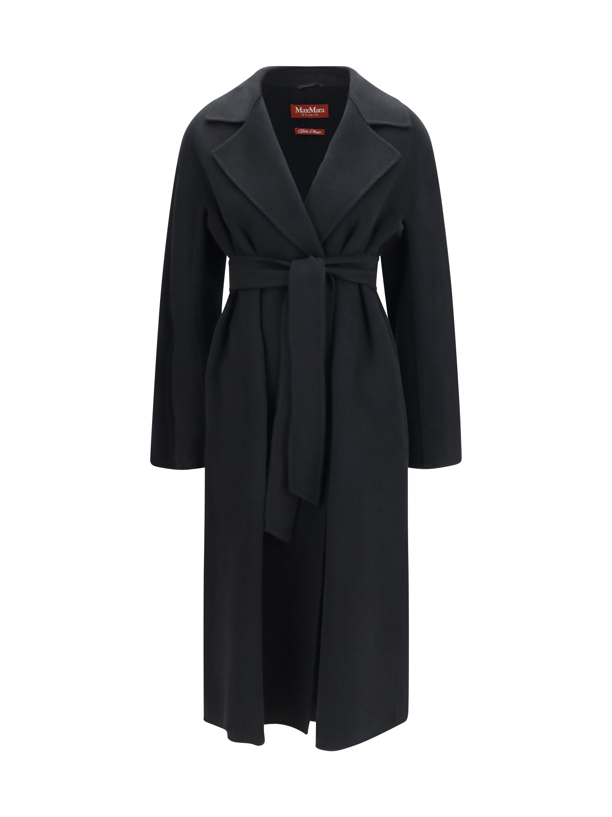 long robe coat in wool, cashmere and silk