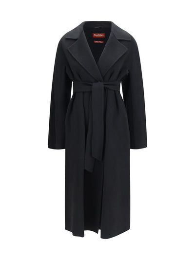 long robe coat in wool, cashmere and silk