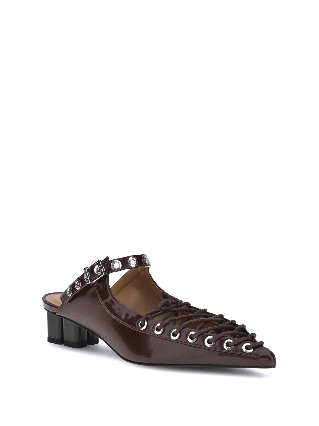 GANNI 36 oleatex laced mules