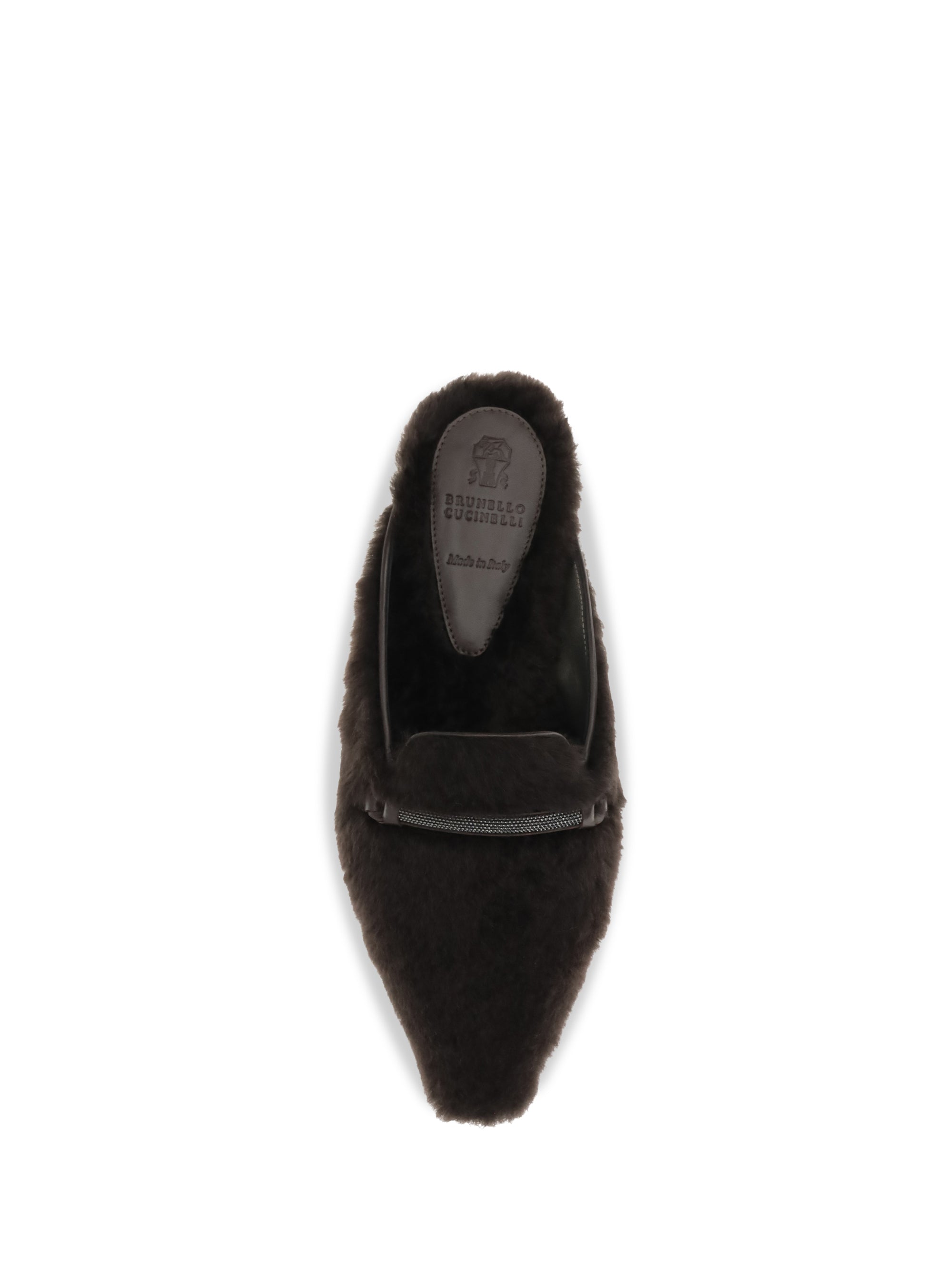 shearling ballerinas with precious bar