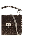 medium rockstud spike suede top handle bag