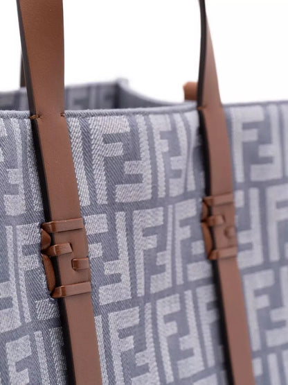 summer tote denim-effect ff jacquard bag
