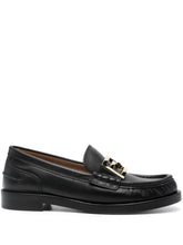 Fendi Ff Logo-plaque Leather Loafers