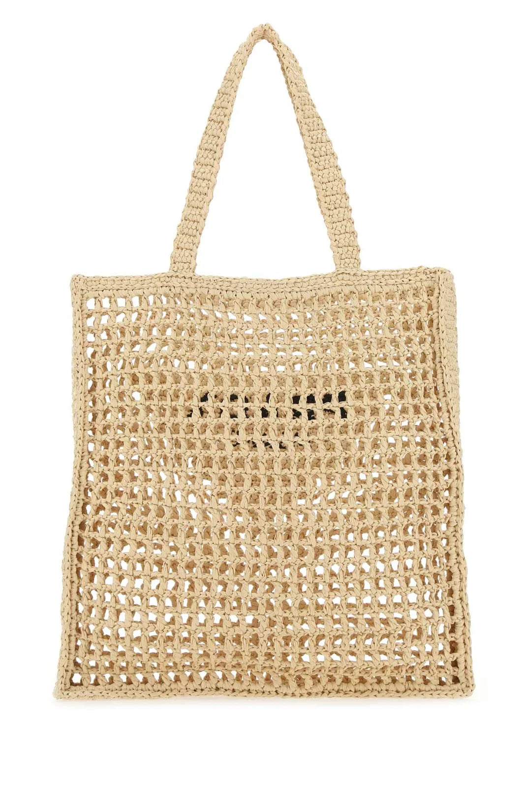 Logo Embroidered Crochet Raffia Tote