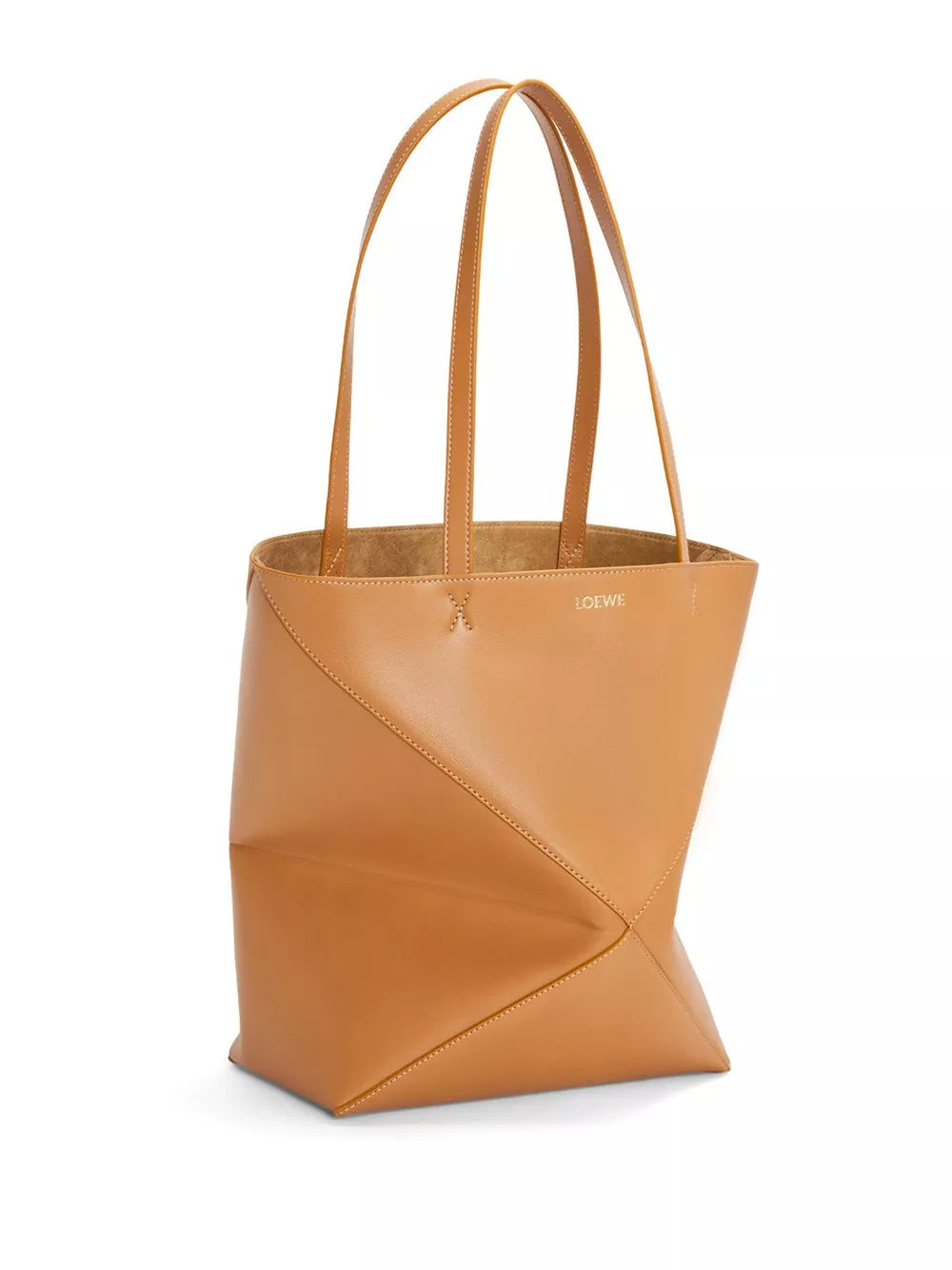 medium puzzle fold tote in shiny calfskin