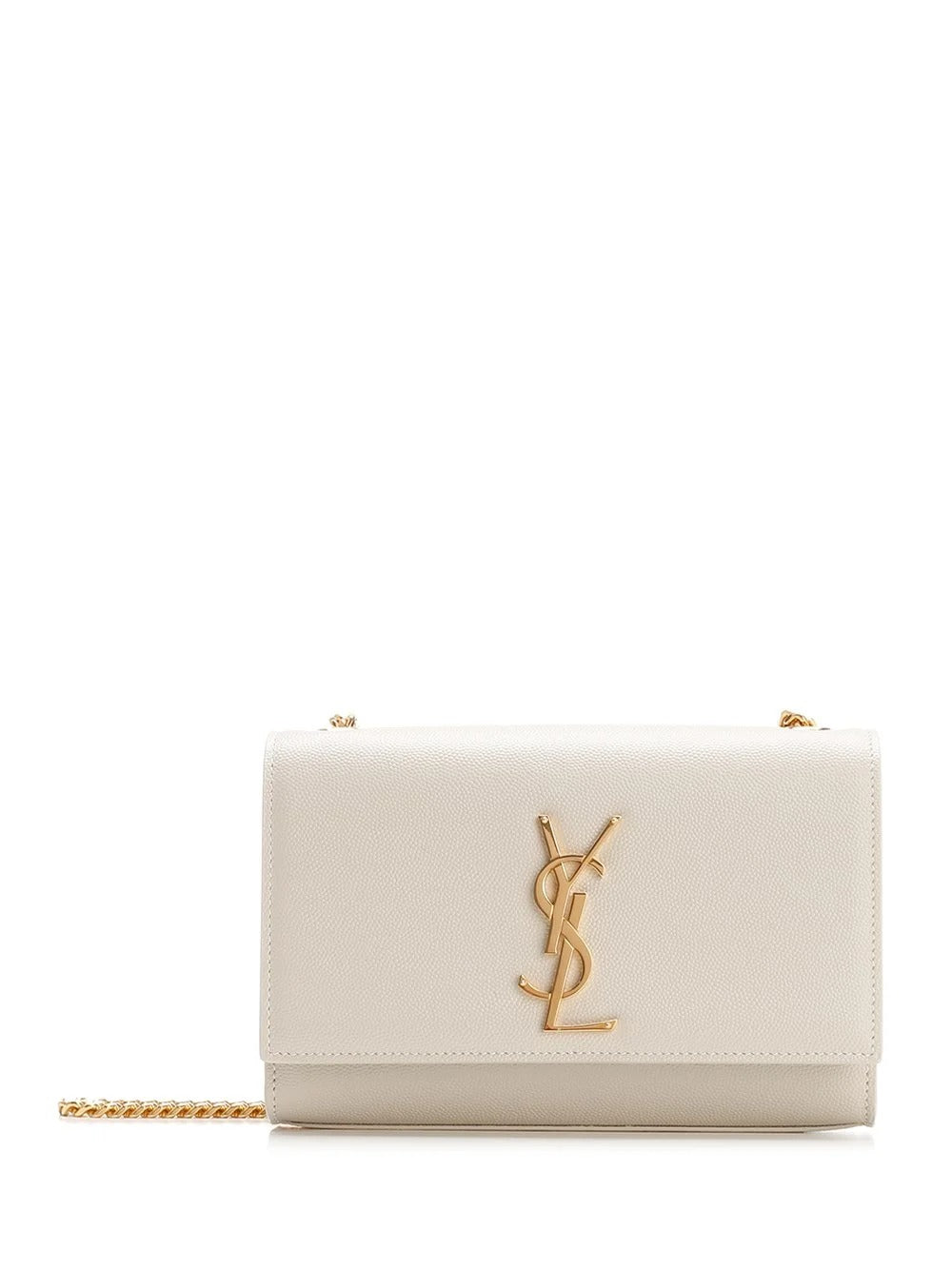 SAINT LAURENT Monogram Small Kate White Leather Shoulder Bag