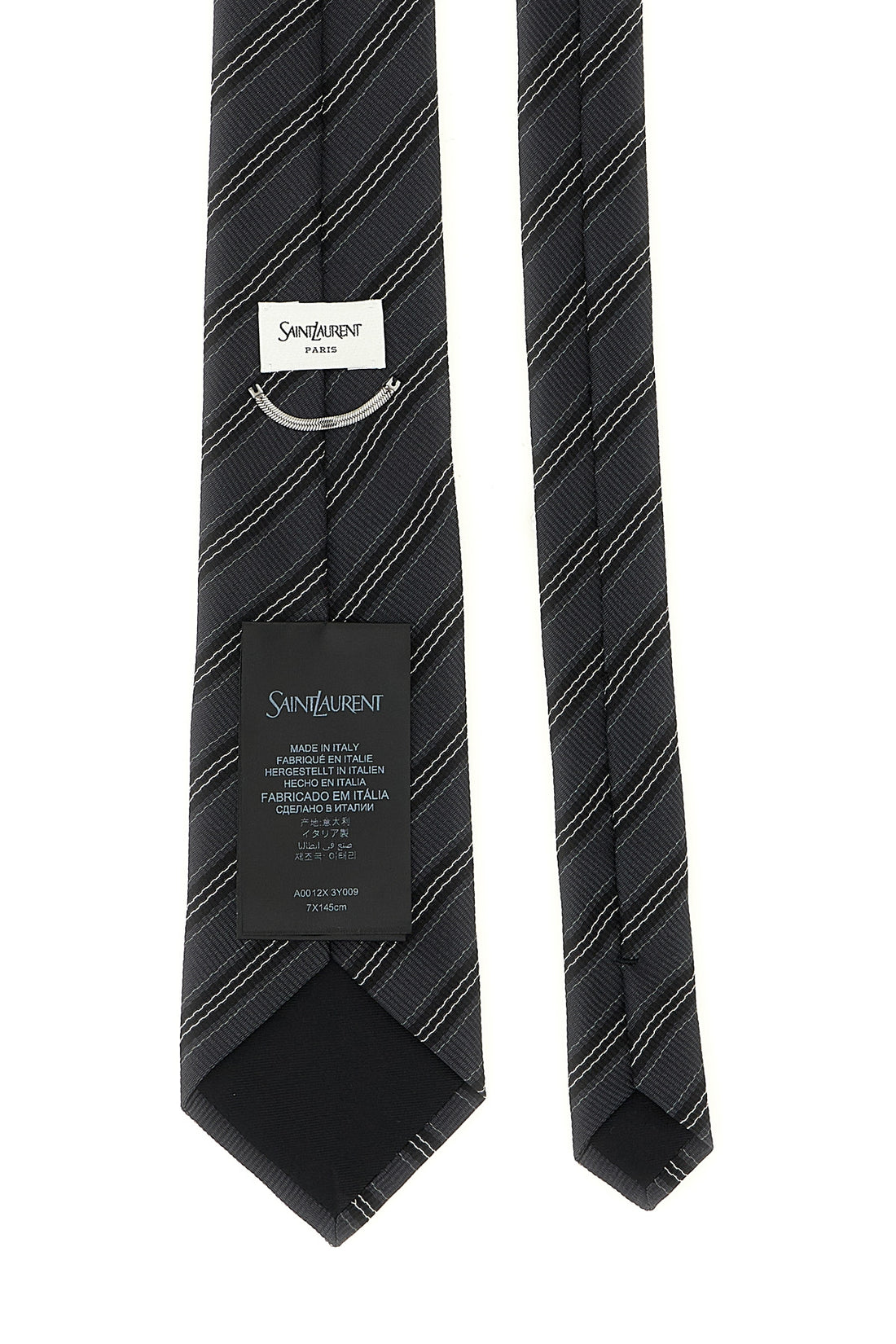 SAINT LAURENT L the saint laurent striped tie in silk jacquard