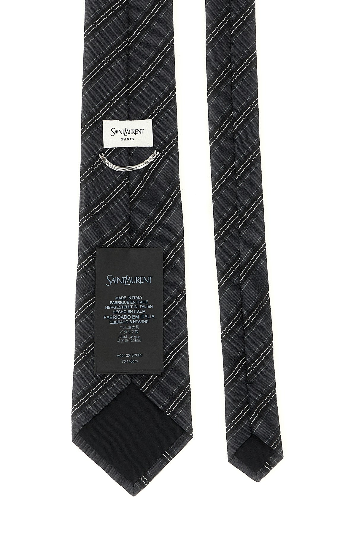 the saint laurent striped tie in silk jacquard