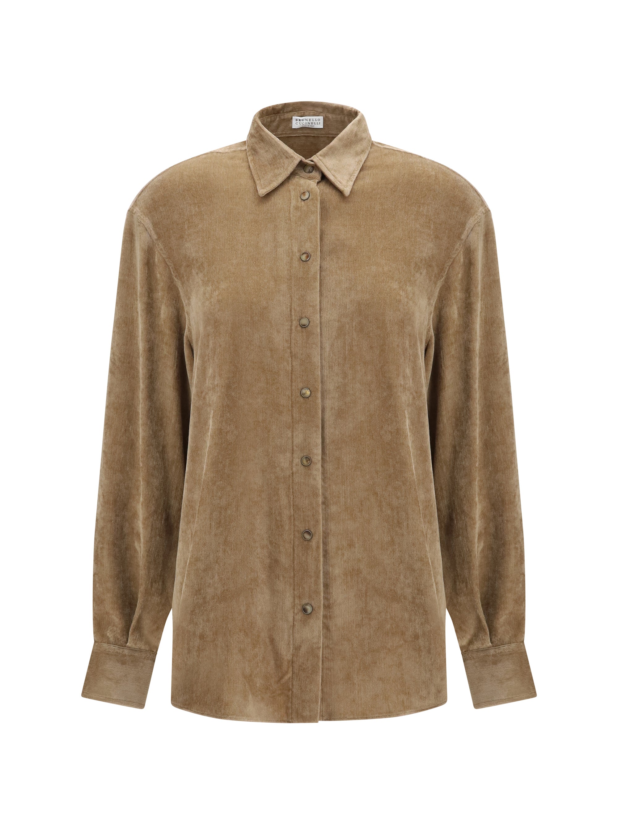 snap-button shirt in cashmere blend
